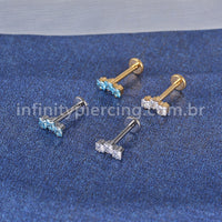 Piercing Labret Titânio Trio Zircônia