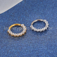 Piercing Argola Titânio Segmento Articulado Zircônia Cravejada Lateral