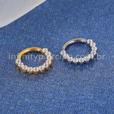 Piercing Argola Titânio Segmento Articulado Zircônia Cravejada Lateral