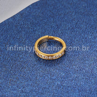 Piercing Argola Titânio Segmento Articulado Zircônia Cravejada