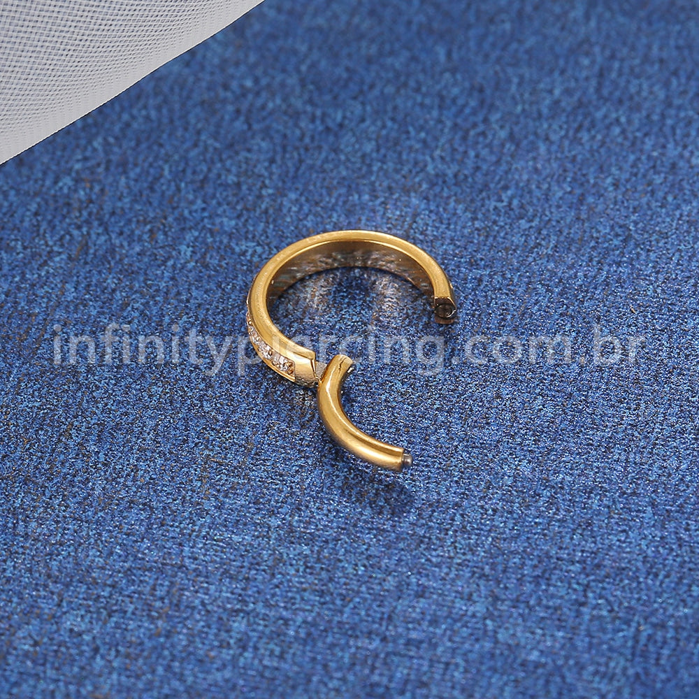Piercing Argola Titânio Segmento Articulado Zircônia Cravejada