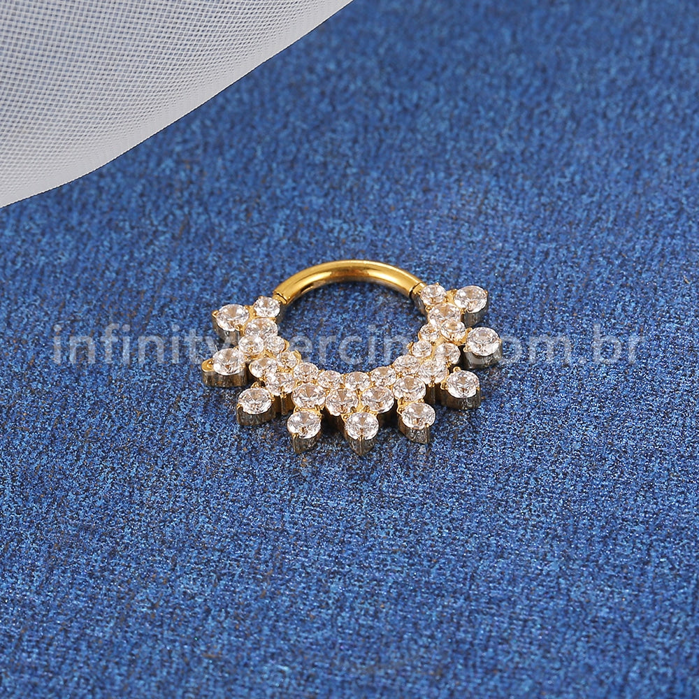 Piercing Argola Titânio Segmento Articulado Zircônia Cravejada