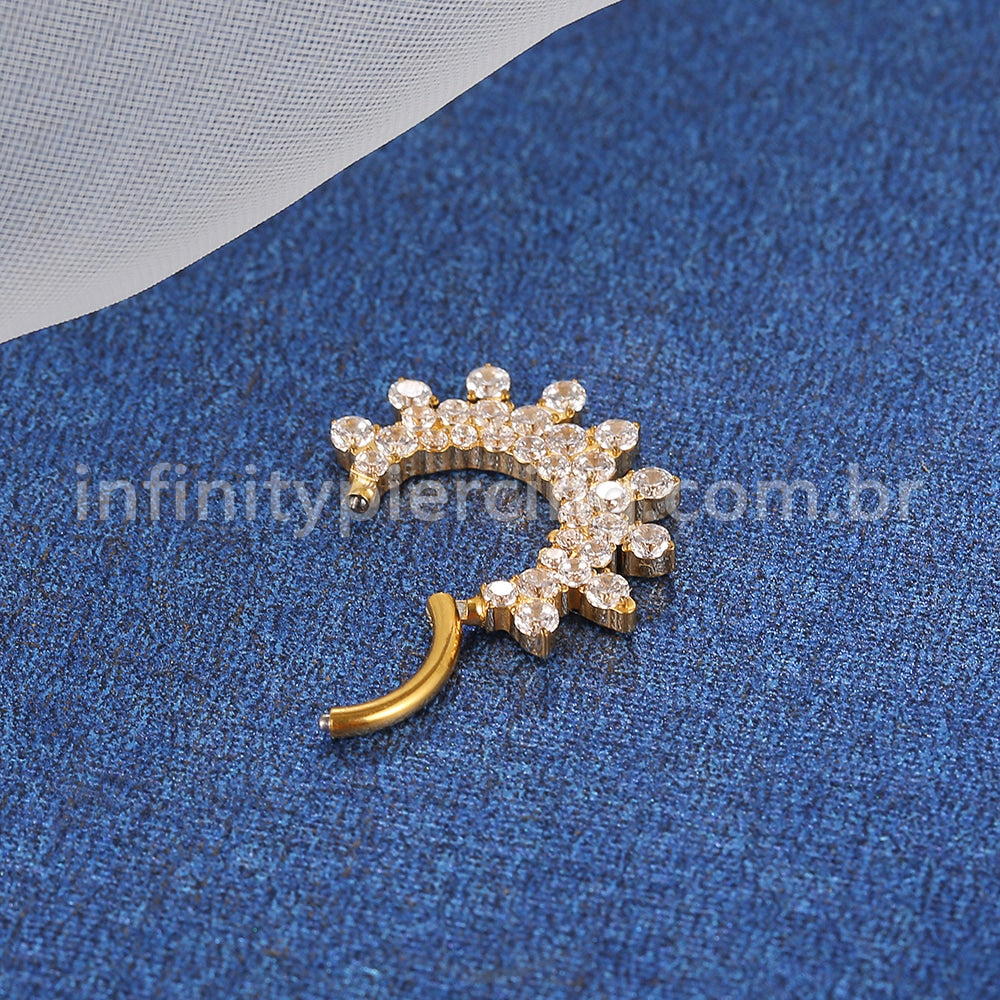 Piercing Argola Titânio Segmento Articulado Zircônia Cravejada