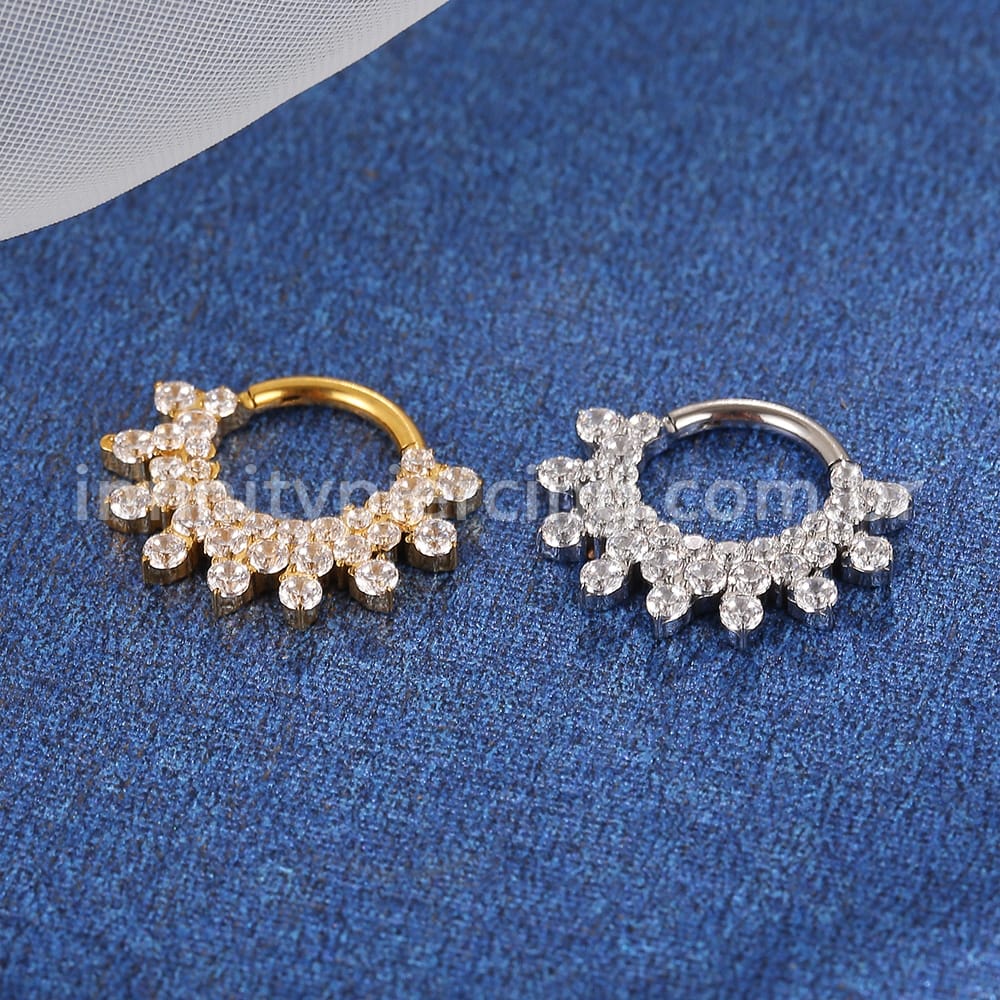Piercing Argola Titânio Segmento Articulado Zircônia Cravejada