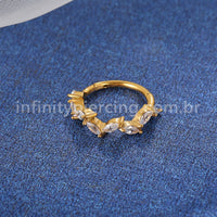 Piercing Argola Aço Cirúrgico Segmento Articulado Losango Zircônias Cravejadas