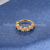 Piercing Argola Aço Cirúrgico Segmento Articulado Quadrado Zircônias Cravejadas
