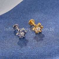 Piercing Labret Titânio Flor 1 Zircônia