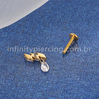 Piercing Labret Titânio Losangos Zircônia Pingente Gota