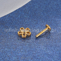 Piercing Labret Titânio Flor 5 Pétalas Zircônia