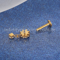 Piercing Labret Titânio Flor com Pingente Zircônia Cravejada