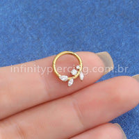 Piercing Argola Titânio Folha Zircônia Cravejada