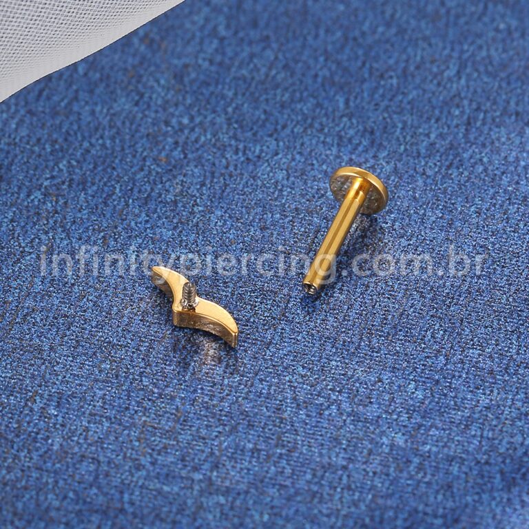 Piercing Labret Titânio Bigode 3 Zircônias Cravejadas