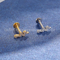 Piercing Labret Titânio Cobra Zircônia Cravejada
