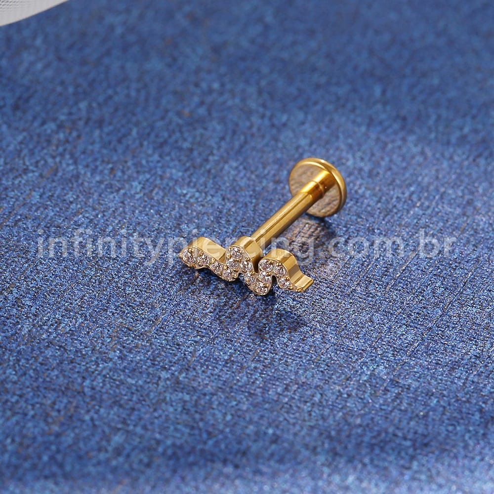 Piercing Labret Titânio Cobra Zircônia Cravejada