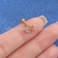 Piercing Labret Aço Cirúrgico Coração Vazada Zircônia