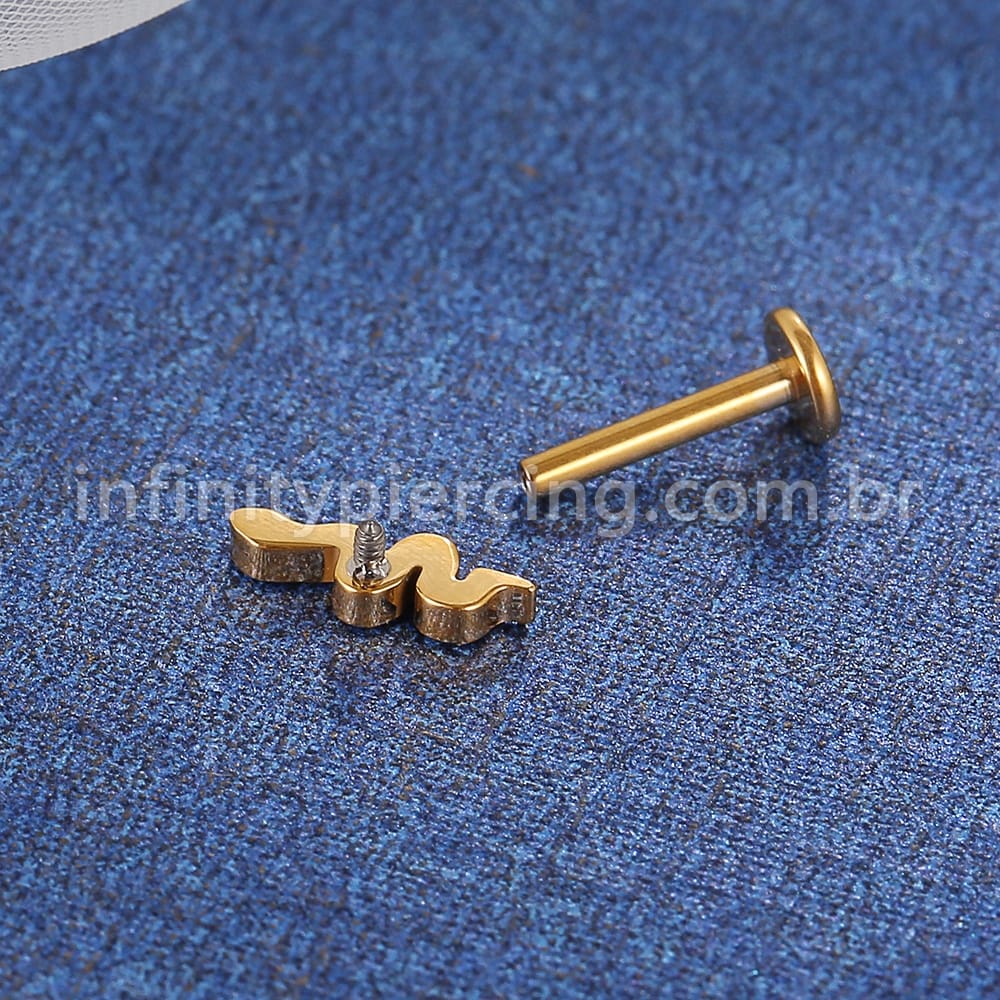 Piercing Labret Titânio Cobra Zircônia Cravejada