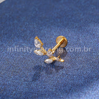 Piercing Labret Titânio Galho Zircônia