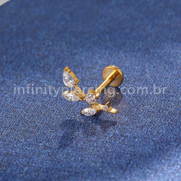 Piercing Labret Titânio Galho Zircônia