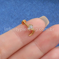 Piercing Labret Titânio Lua Com Zircônia