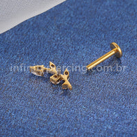 Piercing Labret Titânio Galho Zircônia