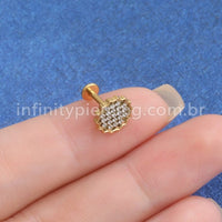 Piercing Labret Titânio Redondo Com Zircônia
