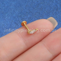 Piercing Labret Titânio Dinossauro Com Zircônia