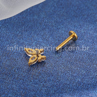 Piercing Labret Titânio Borboleta Zircônia Cravejada