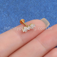 Piercing Labret Titânio Laço Com 7 Zircônia