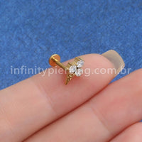 Piercing Labret Titânio Sorvete Com Zircônia