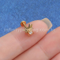 Piercing Labret Titânio Aranha Com Zircônia Cravejada