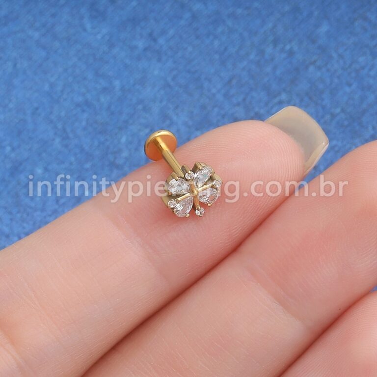 Piercing Labret Titânio Flor Zircônia