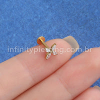 Piercing Labret Titânio Flor Quatro Pétalas