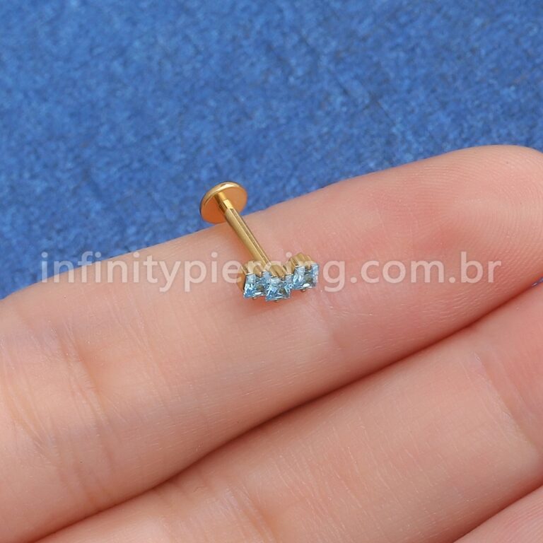 Piercing Labret Titânio Trio Zircônia