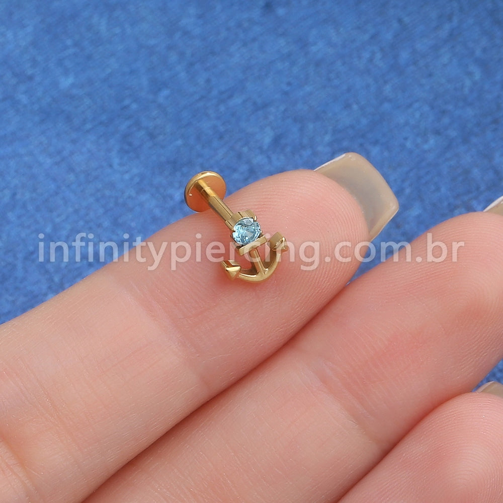 Piercing Labret Titânio Ancora Com Zircônia