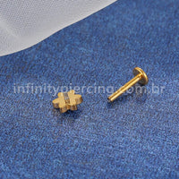 Piercing Labret Titânio Flor Zircônia Cravejada