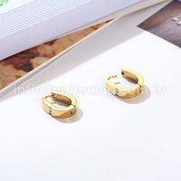 Argola Aço Inoxidável Oval Detalhe Strass