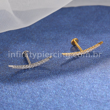 Piercing Labret Titânio Cluster Curvado Zircônia Cravejada