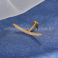 Piercing Labret Titânio Cluster Curvado Zircônia Cravejada