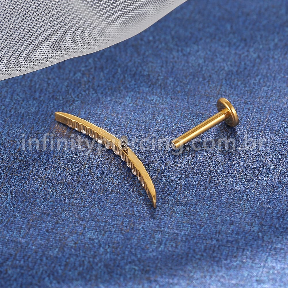 Piercing Labret Titânio Cluster Curvado Zircônia Cravejada
