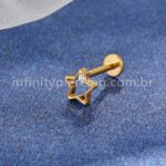 Piercing Labret Titânio Estrela Vazada 1 Zircônia