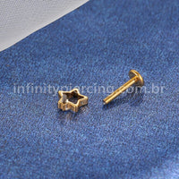 Piercing Labret Titânio Estrela Vazada 1 Zircônia