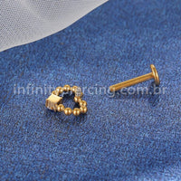 Piercing Labret Titânio Coração Vazado 1 Zircônia