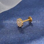 Piercing Labret Titânio Flor Zircônia Cravejada