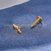 Piercing Labret Titânio Bigode 5 Zircônias Cravejada