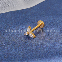 Piercing Labret Titânio Flor Trinity Zircônia