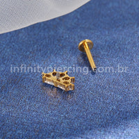 Piercing Labret Titânio Losangos 5 Pedras Zircônia