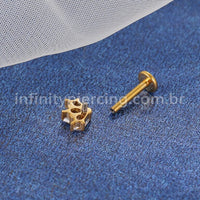 Piercing Labret Titânio Losangos 3 Pedras Zircônia