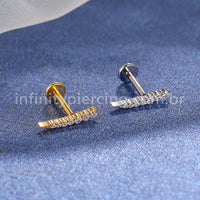 Piercing Labret Titânio Cluster 7 Mini Zircônias Cravejada