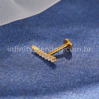Piercing Labret Titânio Cluster 7 Mini Zircônias Cravejada