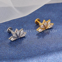 Piercing Labret Titânio Losangos 5 Pedras Zircônia